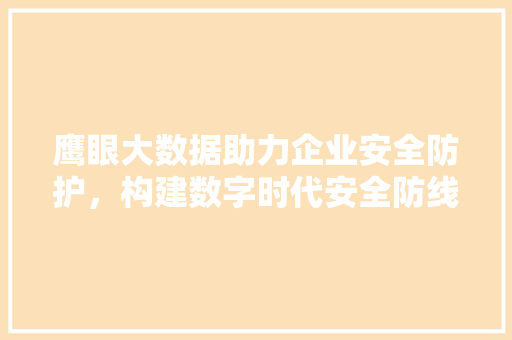 鹰眼大数据助力企业安全防护，构建数字时代安全防线