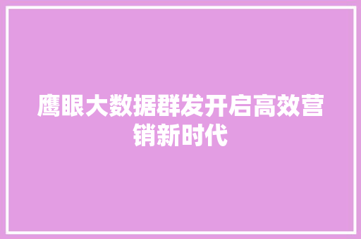 鹰眼大数据群发开启高效营销新时代 友链在线