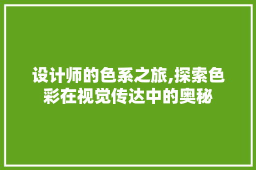 设计师的色系之旅,探索色彩在视觉传达中的奥秘