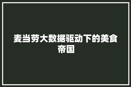 麦当劳大数据驱动下的美食帝国 友链在线