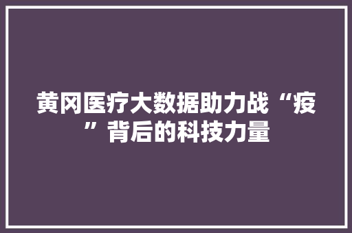 黄冈医疗大数据助力战“疫”背后的科技力量 SEO教程