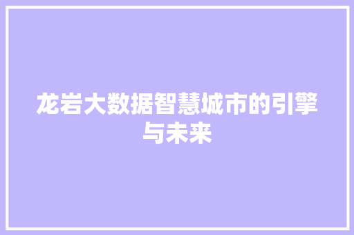 龙岩大数据智慧城市的引擎与未来 服务器/数据库