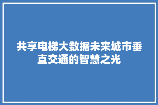 共享电梯大数据未来城市垂直交通的智慧之光 服务器/数据库
