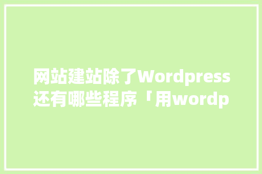 网站建站除了Wordpress还有哪些程序「用wordpress建站」 友链在线