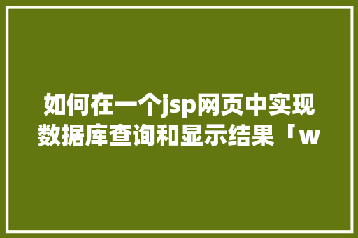 如何在一个jsp网页中实现数据库查询和显示结果「web版数据库建模」