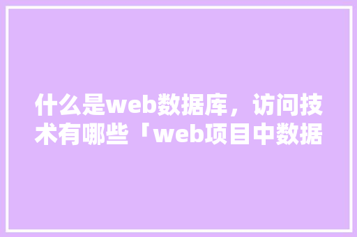什么是web数据库，访问技术有哪些「web项目中数据库文件放在哪」 Web前端