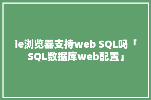 ie浏览器支持web SQL吗「SQL数据库web配置」 Web前端