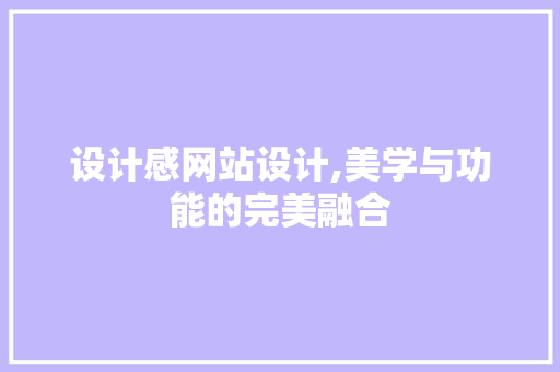 设计感网站设计,美学与功能的完美融合 设计感网站设计,美学与功能的完美融合 WordPress教程