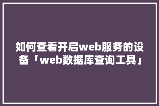 如何查看开启web服务的设备「web数据库查询工具」