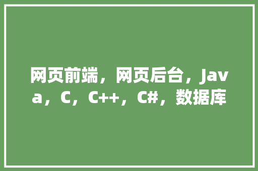 网页前端，网页后台，Java，C，C++，C#，数据库哪个好学「web前端与数据库连接」 建站教程