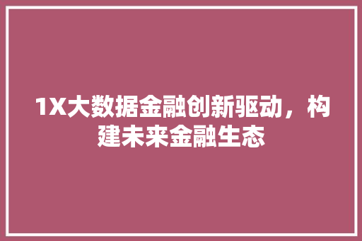 1X大数据金融创新驱动，构建未来金融生态