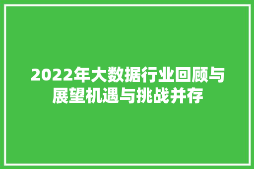 2022年大数据行业回顾与展望机遇与挑战并存