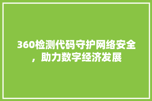 360检测代码守护网络安全，助力数字经济发展