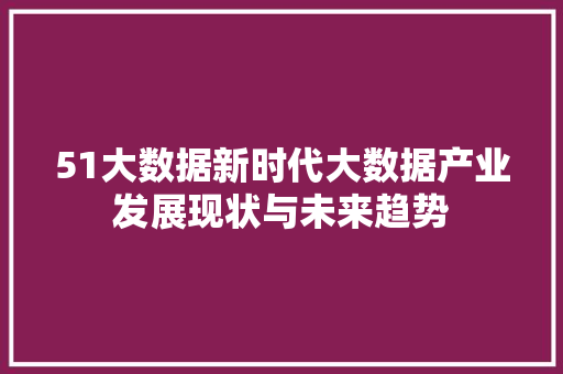 51大数据新时代大数据产业发展现状与未来趋势