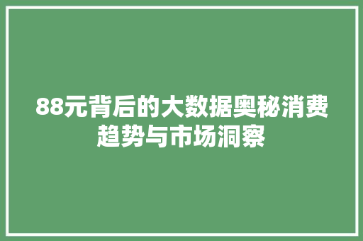 88元背后的大数据奥秘消费趋势与市场洞察