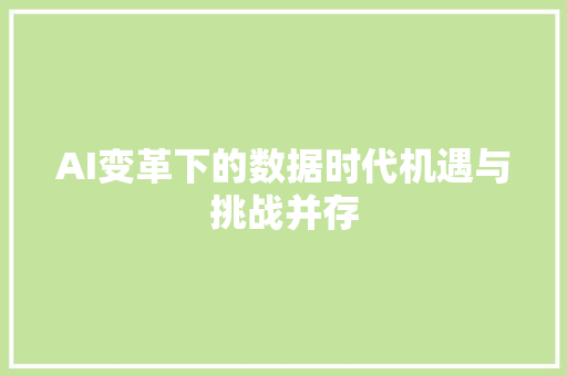 AI变革下的数据时代机遇与挑战并存