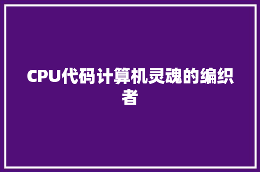 CPU代码计算机灵魂的编织者