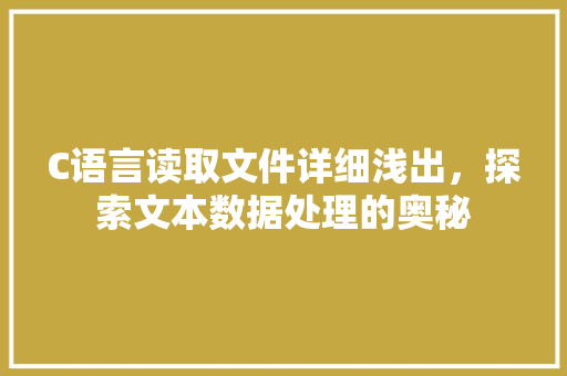 C语言读取文件详细浅出，探索文本数据处理的奥秘