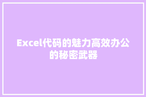 Excel代码的魅力高效办公的秘密武器
