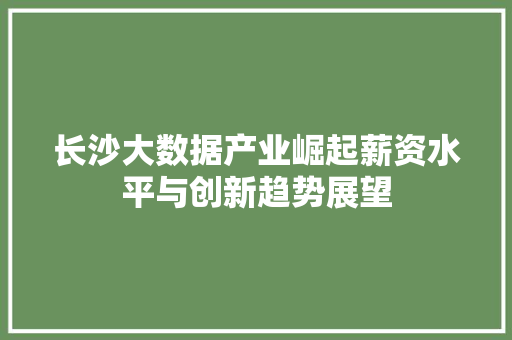 长沙大数据产业崛起薪资水平与创新趋势展望