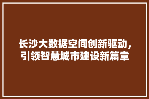 长沙大数据空间创新驱动，引领智慧城市建设新篇章