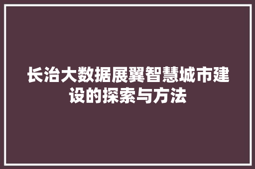 长治大数据展翼智慧城市建设的探索与方法