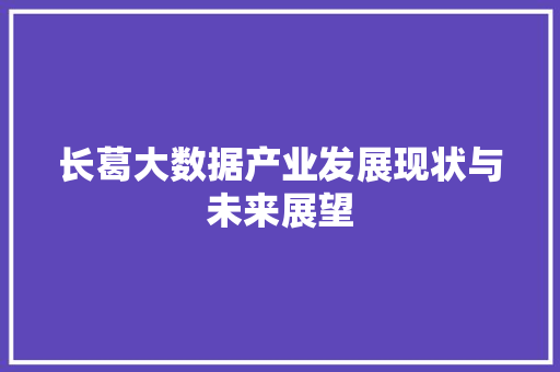 长葛大数据产业发展现状与未来展望