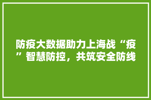 防疫大数据助力上海战“疫”智慧防控，共筑安全防线