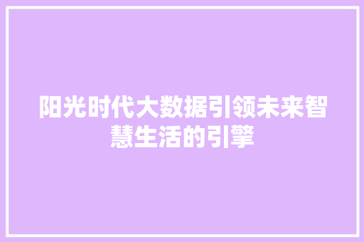 阳光时代大数据引领未来智慧生活的引擎