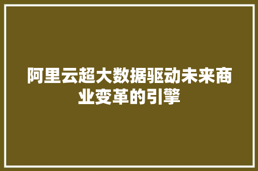 阿里云超大数据驱动未来商业变革的引擎