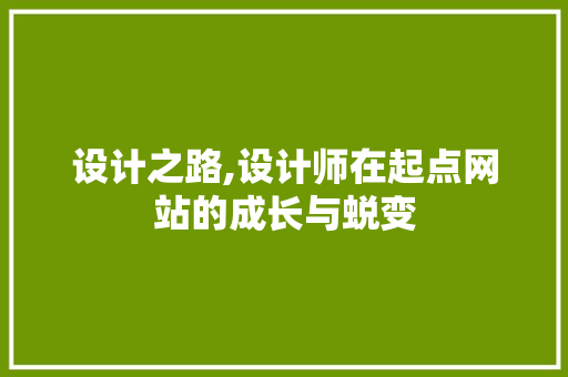 设计之路,设计师在起点网站的成长与蜕变