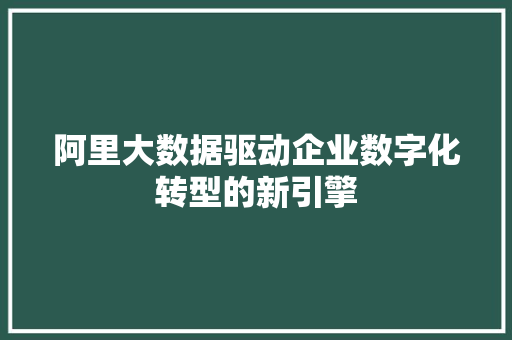 阿里大数据驱动企业数字化转型的新引擎