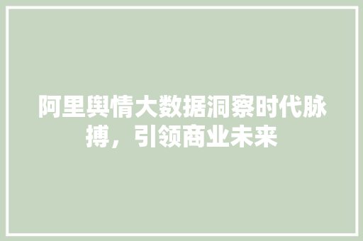 阿里舆情大数据洞察时代脉搏，引领商业未来