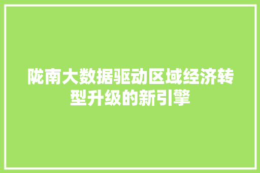 陇南大数据驱动区域经济转型升级的新引擎