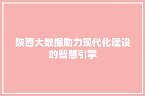 陕西大数据助力现代化建设的智慧引擎