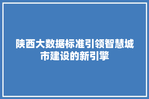 陕西大数据标准引领智慧城市建设的新引擎