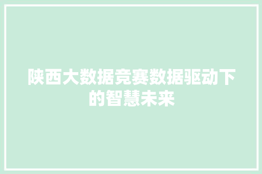 陕西大数据竞赛数据驱动下的智慧未来
