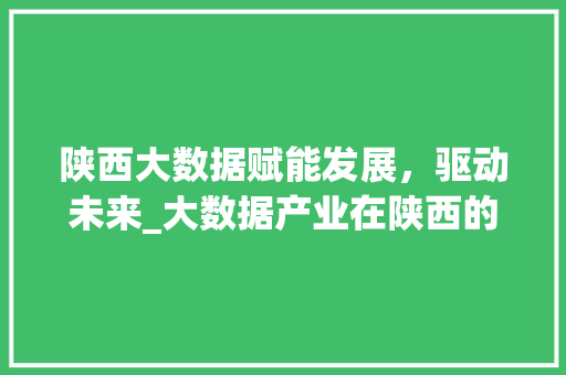 陕西大数据赋能发展，驱动未来_大数据产业在陕西的蓬勃发展