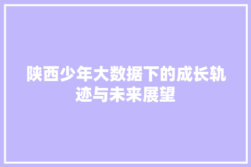 陕西少年大数据下的成长轨迹与未来展望