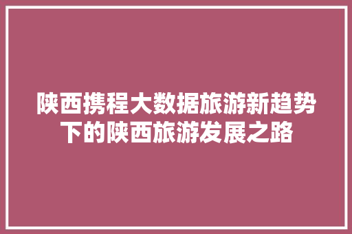 陕西携程大数据旅游新趋势下的陕西旅游发展之路