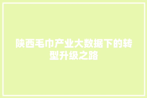 陕西毛巾产业大数据下的转型升级之路