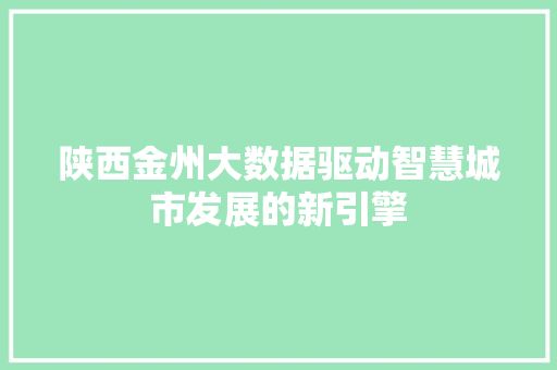 陕西金州大数据驱动智慧城市发展的新引擎