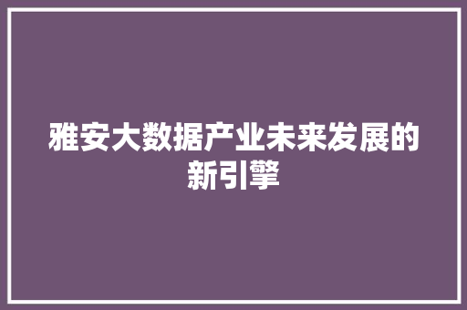 雅安大数据产业未来发展的新引擎