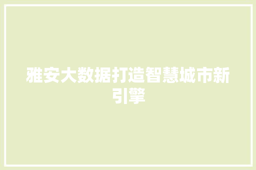 雅安大数据打造智慧城市新引擎