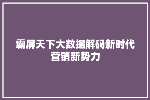 霸屏天下大数据解码新时代营销新势力