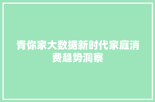 青你家大数据新时代家庭消费趋势洞察