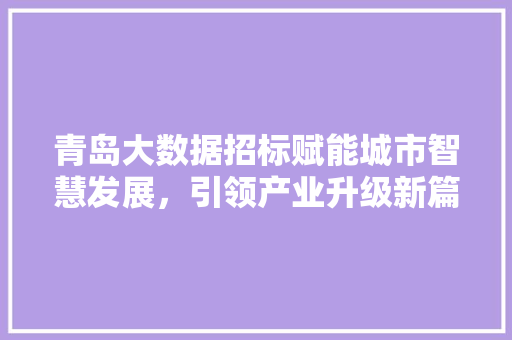 青岛大数据招标赋能城市智慧发展，引领产业升级新篇章 WordPress教程
