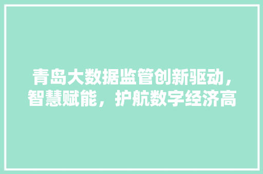 青岛大数据监管创新驱动，智慧赋能，护航数字经济高质量发展