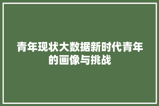 青年现状大数据新时代青年的画像与挑战