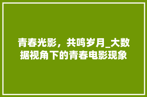 青春光影，共鸣岁月_大数据视角下的青春电影现象